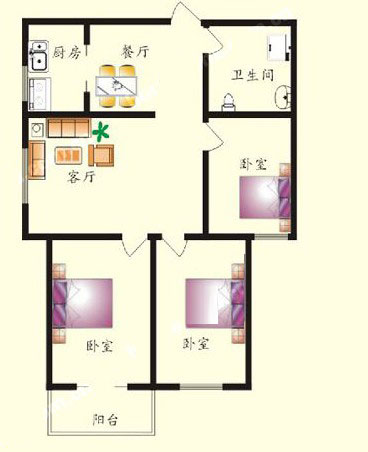 2# B戶(hù)型 115㎡ 3室2廳