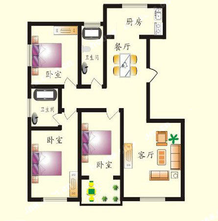 3# B戶(hù)型 143㎡ 3室2廳